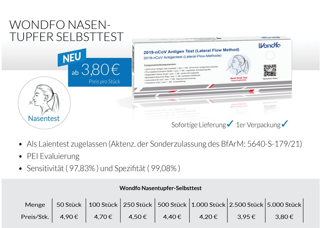 Wondfo Nasen-Tupfer Selbsttest